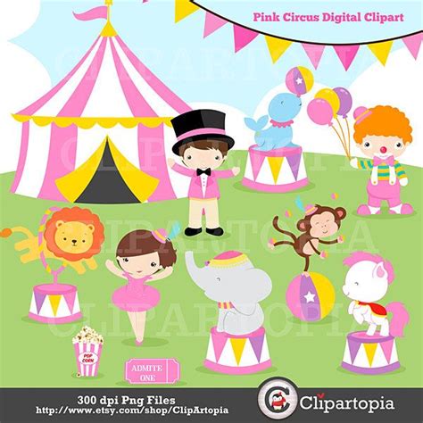 Circo Rosa Digital Clipart Circo Para Chicas Clip Art Para Etsy