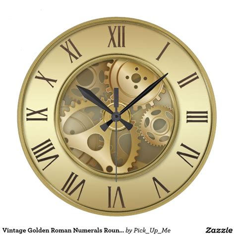 It is thus no surprise that traditional clock tattoo ideas are popular. Vintage Golden Roman Numerals Round Wall Clock | Zazzle ...