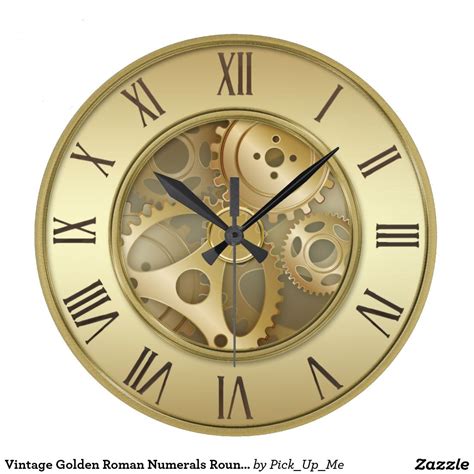 My fiance and i got matching tattoos. Vintage Golden Roman Numerals Round Wall Clock | Zazzle ...