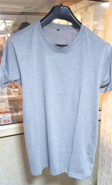 Half Sleeve Plain Gray Men Round Neck T Shirt Size Small At Rs 190 In