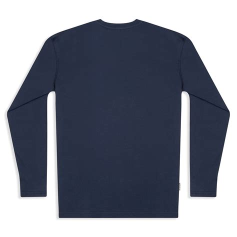 Mens Adventure Organic Cotton Long Sleeve T Shirt Navy Silverstick