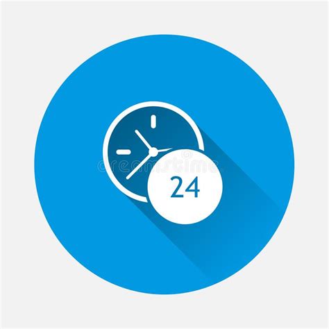 Vector Hour Icon Support 24 Hours A Day Round The Clock Icon On Blue