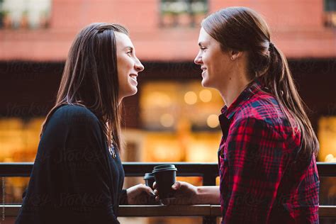 An Attractive Young Lesbian Couple On A Date Downtown By Stocksy Contributor Kate Ames Stocksy