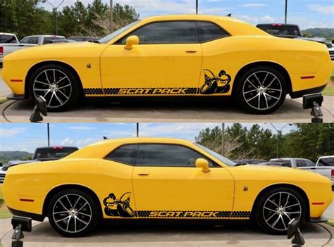 2x Dodge Challenger Scat Pack Rocker Panel Decals Stripe Vinyl Graphics