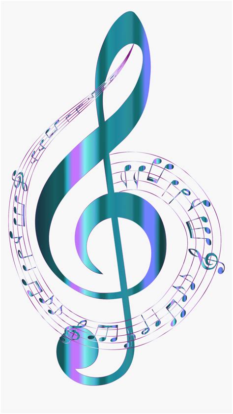 Turquoise Musical Notes Typography No Background Colorful Transparent