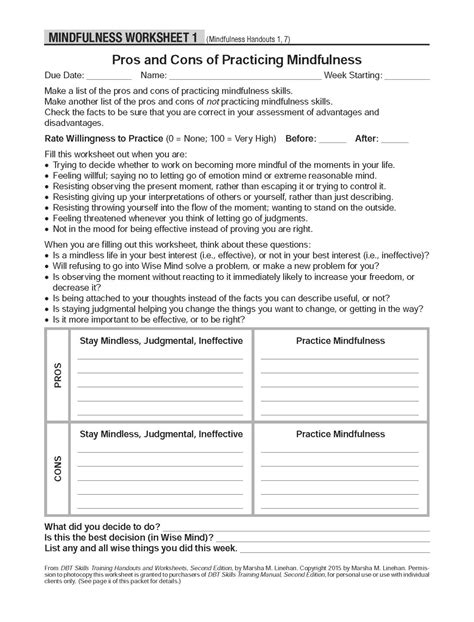 Printable Dbt Mindfulness Worksheets Printable World Holiday