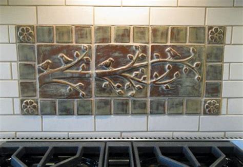 Art Tile Mural Over Stove In Kitchen Interior Inspirations Kitchen