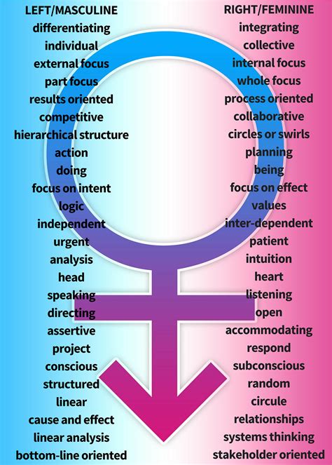 Masculine And Feminine Left And Right Brained Thinking Compared By