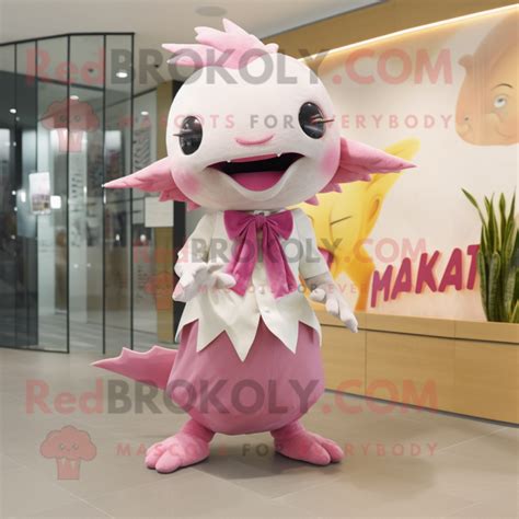 Axolotls Mascot Costume Character Dressed With A Maxi Skirt And Tie