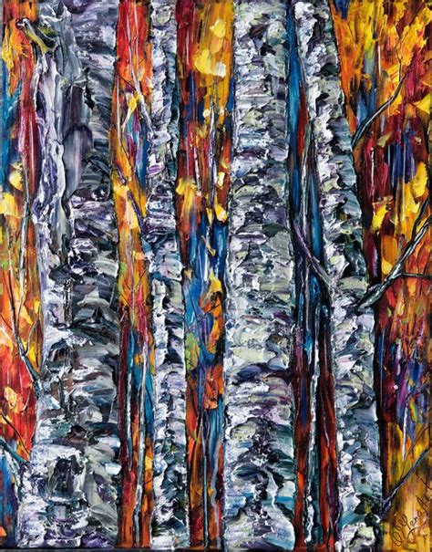 Autumn Birches — Palette Knife Oil Painting By Olena Art Artfinder