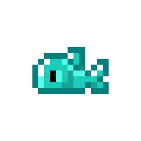 Pixel Art Bit Style Cute Fish Icon Isolated Vector Illustration Stock Vector Illustration