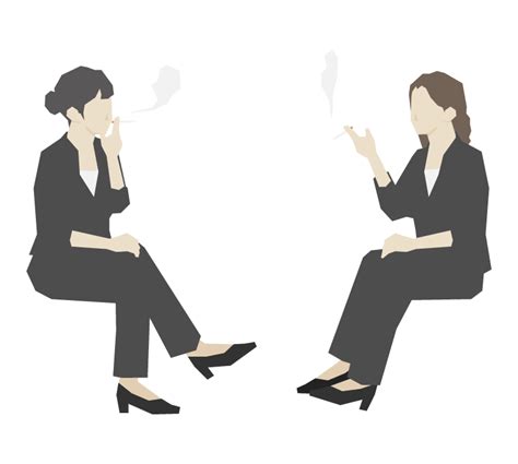 たばこを吸っている女性会社員二人のイラスト 無料のフリー素材 イラストエイト