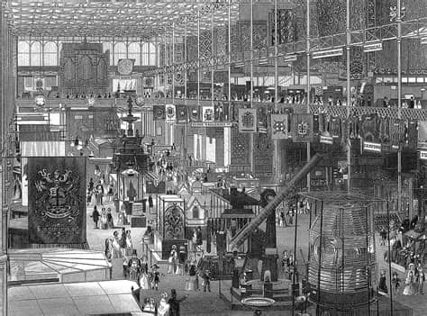 Collection of historically significant building in ruin. Great Exhibition in the Crystal Palace, London, 1851 ...