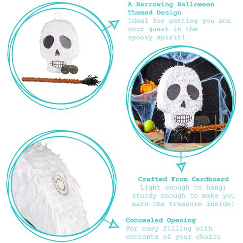 Halloween Skull Cardboard Pinata Stick And Blindfold Set