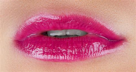 Close Up Perfect Natural Lip Makeup Beautiful Female Mouth Plump Full