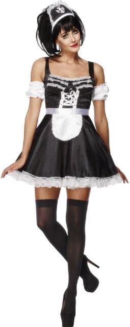 Ladies Flirty French Maid Rocky Horror Halloween Fancy Dress Costume