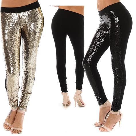 Two Tone Sequin Leggings Solid Black Back Comes In Your Pick Of Black