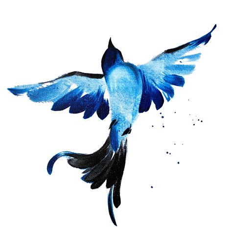 Digital Illustration With Oil Painted Flying Blue Bird Blue Etsy