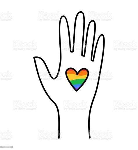 hand holding heart with lgbt flag queer pride isolated vector illustration stok vektör sanatı
