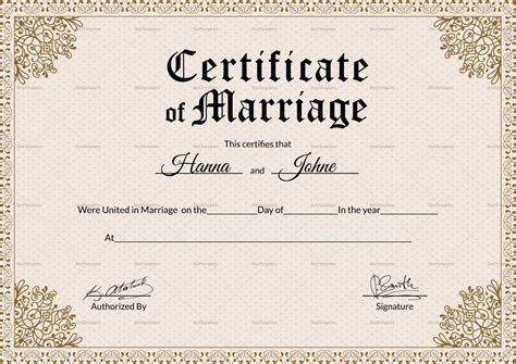 Blank Marriage Certificate Template Professional Plan Templates