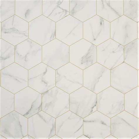 Marble Hex White Sheet Vinyl Flooring Cushioned For A Softer Feel