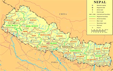 Some types of imaginary lines are assumed on the surface of the earth. Nepal Karte