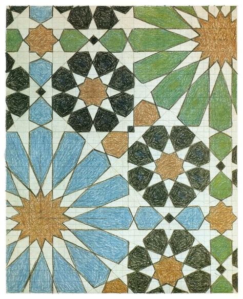 M C Escher Tiles In The Alhambra Drawing 24 May 1936 Ceramic Tile