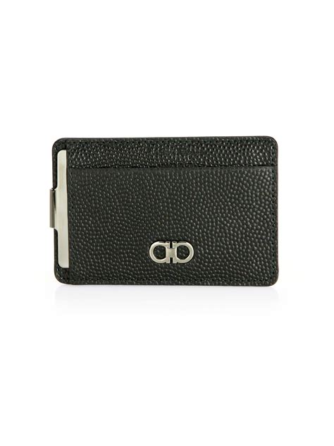 4.5 out of 5 stars. Ferragamo Pebbled Leather Money Clip Card Case in Black ...