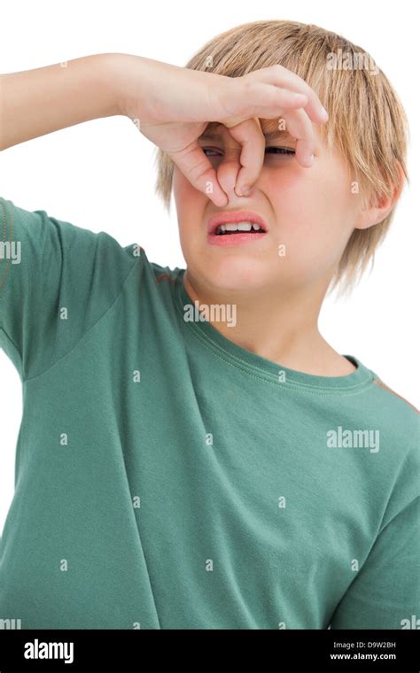 Boy Pinching His Nose Stock Photo Alamy