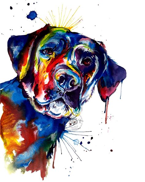 Colorful Black Lab Labrador Retriever Art Print Print Of My Etsy