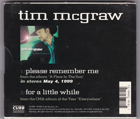 Tim Mcgraw “please Remember Me” Used Cd South Florida Country Music