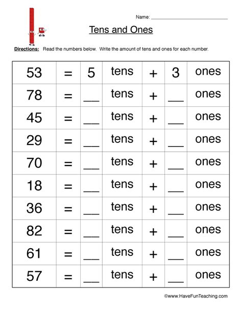 Tens Ones Worksheet • Have Fun Teaching