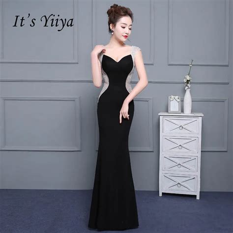 buy it s yiiya sex black backless satin v neck zipper elegant evening dresses