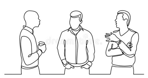 Continuous Line Drawing Of Business People Talking Stock Vector