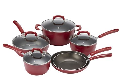 Mainstays Non Stick Red Cookware Set 10 Pieces