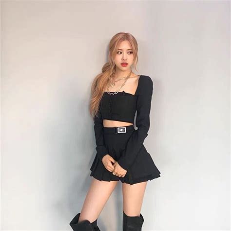 Blackpink Rose Stage Dress Black Skirt Crop Top Korean Fashion Kpop