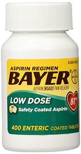 Ace inhibitors, beta blockers, diuretics, heparin. Bayer Low Dose 81 mg., 400 Tablets | Health help store