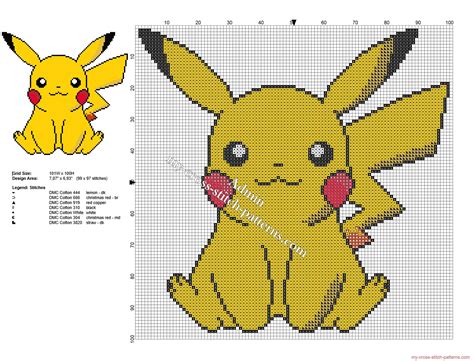 Pikachu Pokémon Simple Pequeno Y Gratis Patron Punto De Cruz Cross Stitch Bookmarks Cross