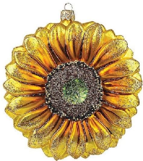 Sunflower Polish Glass Christmas Ornament