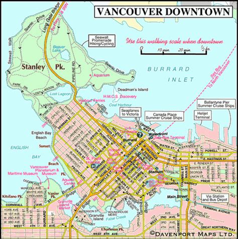 Map Of Vancouver Downtown British Columbia Travel And Adventure Vacations