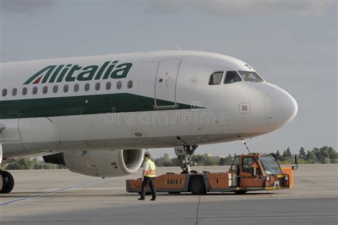 Alitalia Taxiing On Airport Editorial Stock Photo Image Of Rome