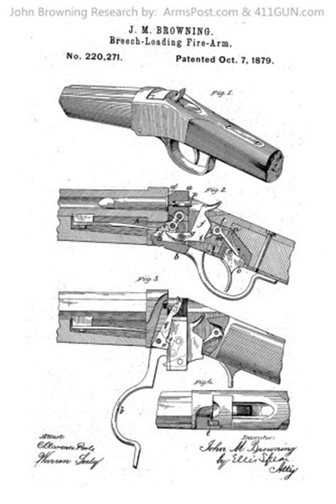 John Browning Winchester Model 1885 Us Patent 220271