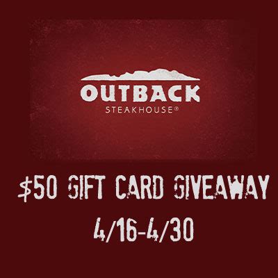Order your outback steakhouse physical gift card online and receive it in the comfort of your own home. Love, Mrs. Mommy: $50 Outback Steakhouse Gift Card Giveaway!