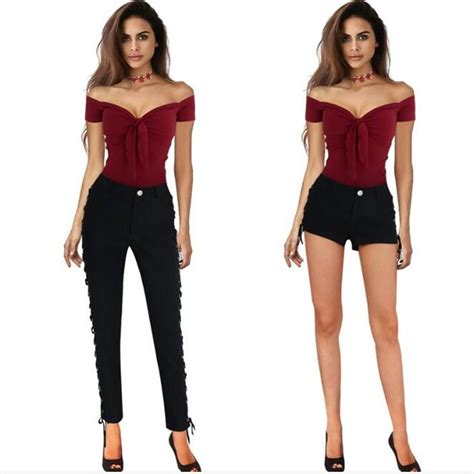 buy women summer sexy off shoulder v neck bow top cotton casual stretch slim fitted t shirt at