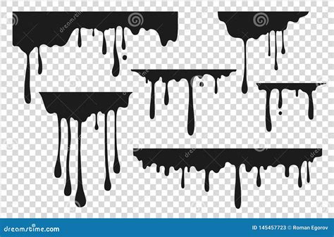 Dripping Paint Liquid Stains Oil Or Paint Drops And Splatters Black