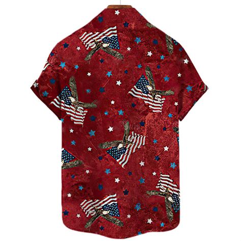 Usa Flag Eagle Print Spandex Hawaiian Shirt Gthic