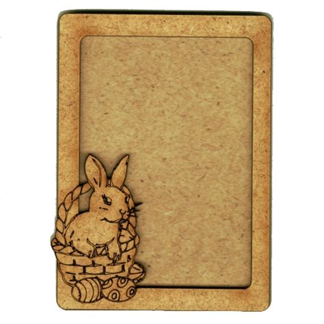 Plain Atc Mdf Wood Blank With Easter Bunny And Basket Frame