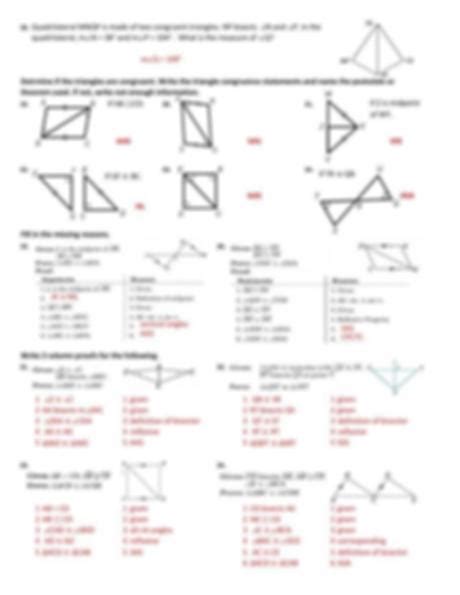 If you add up all of the angle measures in a triangle the total would be. Unit 6 Triangle Congruency Test : Honors Geometry ...