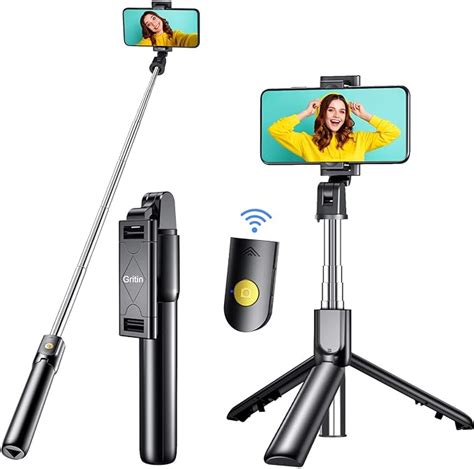 Gritin Selfie Stick 3 In 1 Bluetooth Selfie Stick Tripod Extendable And Portable Selfie Stick
