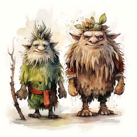 Premium Ai Image Watercolor Of Norwegian Trolls Mythical Creatures